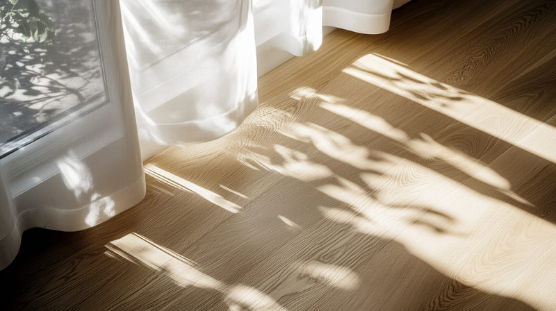 Macro view of Easiklip solid white oak hardwood plank showing wood grain texture