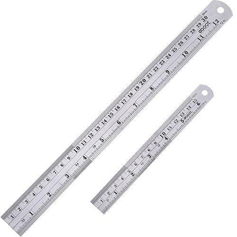 eBoot Stainless Steel Ruler 12 Inch and 6 Inch Metal Rule Kit