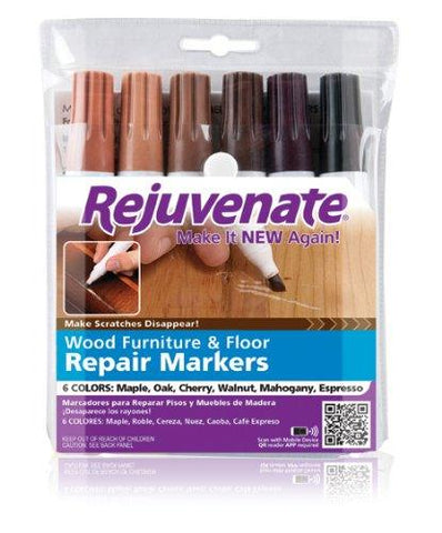 Rejuvenate Wood Furniture & Floor Repair Markers Make Scratches Disappear in Any Color Wood - 6 Colors; Maple, Oak, Cherry, Walnut, Mahogany, Espresso