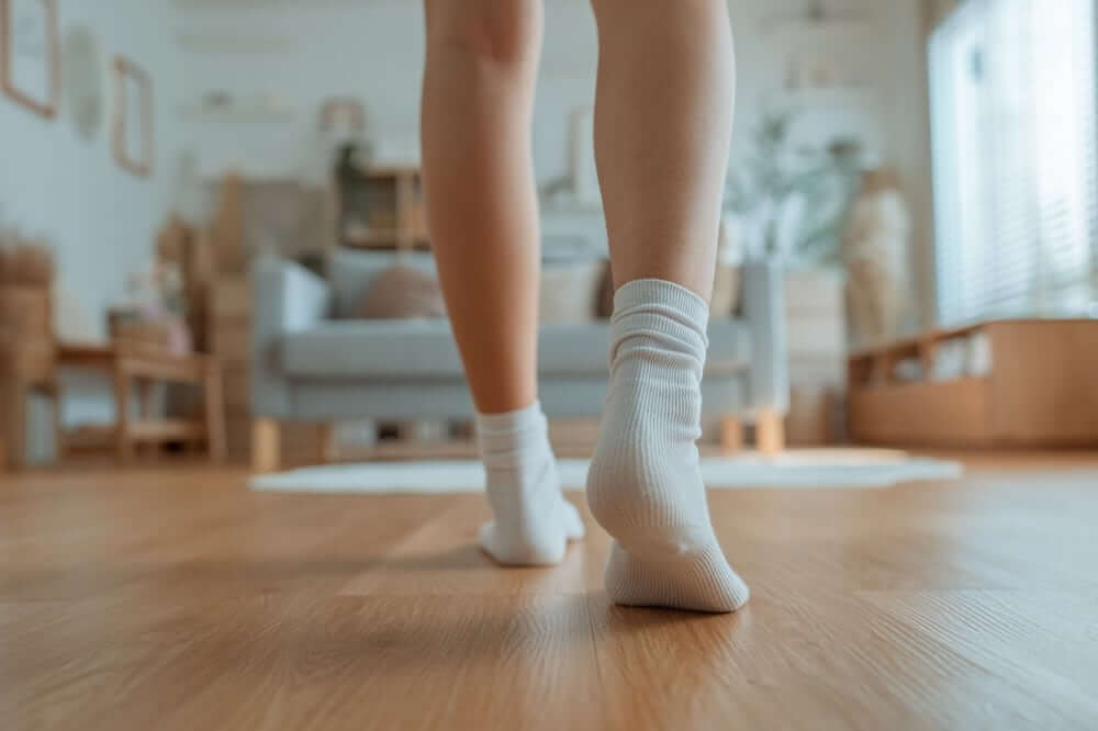 Walking on repaired hardwood floor