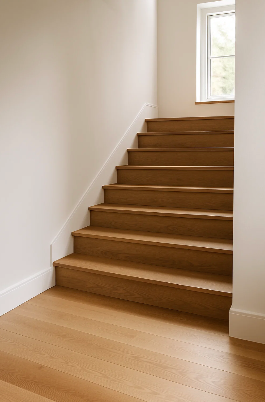 Hardwood floor stair transition