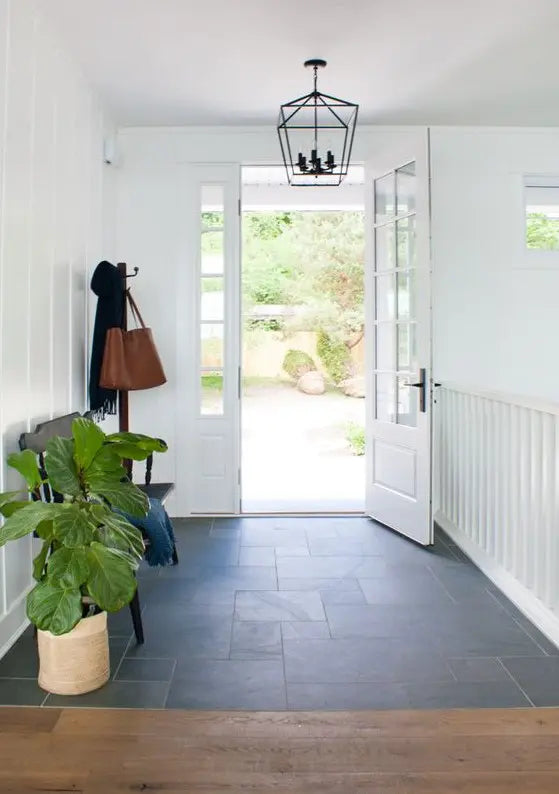 wood to tile transition in front entry