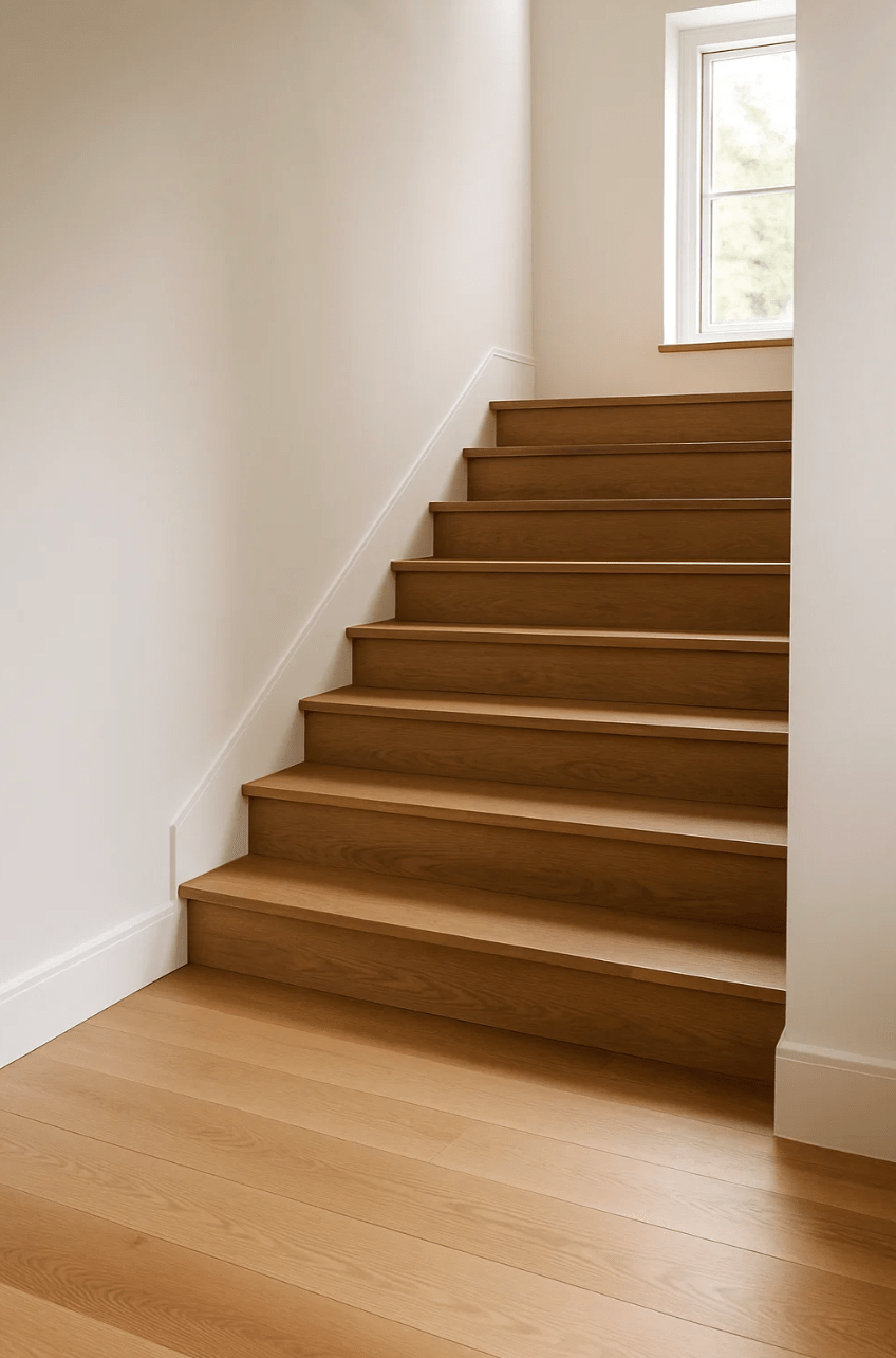 Hardwood floor stair transition