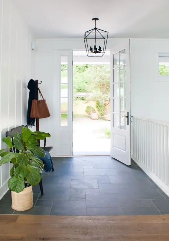 wood to tile transition in front entry