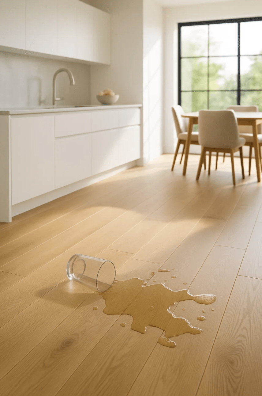Water resistant hardwood flooring