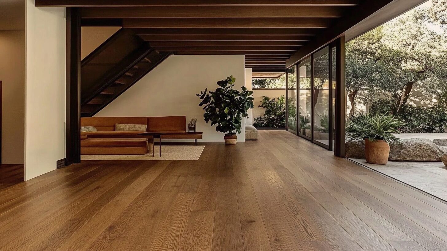 Easiklip solid hardwood flooring in a minimal California-style interior
