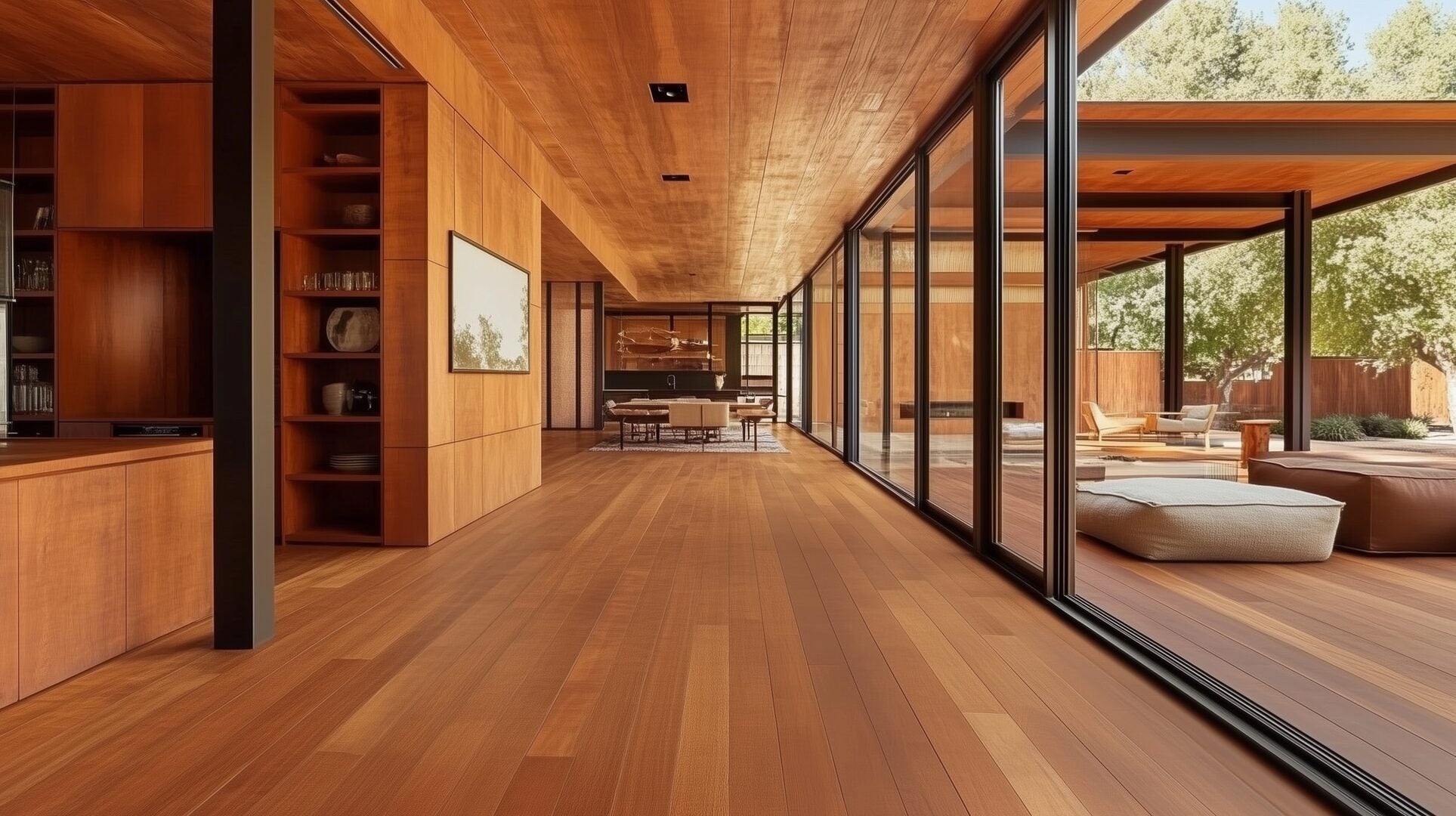 Easiklip solid hardwood floors in a California mid-century modern living space