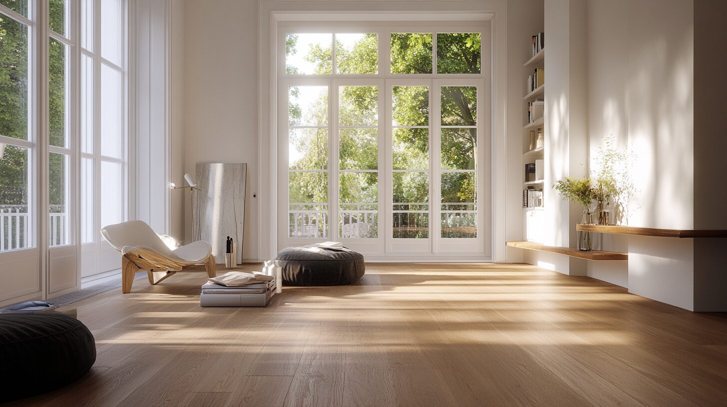 Easiklip Scandinavian-style bright oak hardwood floor in a clean modern space