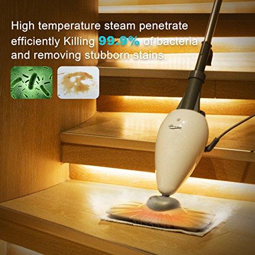 Light 'n' Easy Multi-functional Steam Mop Steamer for Cleaning Hardwood Floor Cleaner for Tile Grout Laminate Ceramic, 7688ANW, White