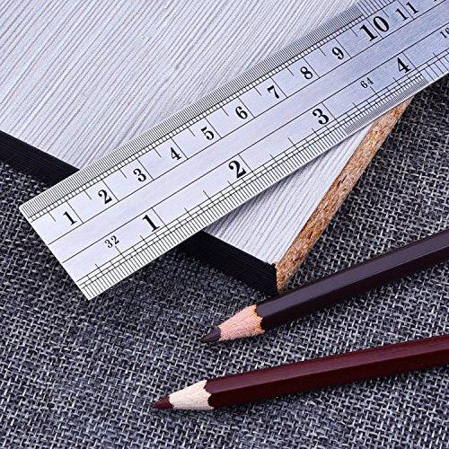 3Pcs Stainless Steel Ruler Set 6 8 12 Inch Metal Ruler with Inch