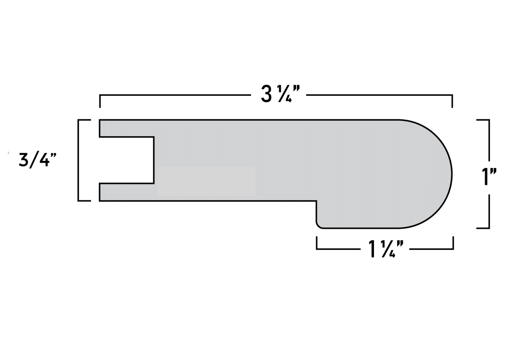Stair Nose Molding -  3/4" in. Thick x 3 1/4" in. Wide x 96 in. Length - Easiklip Floors