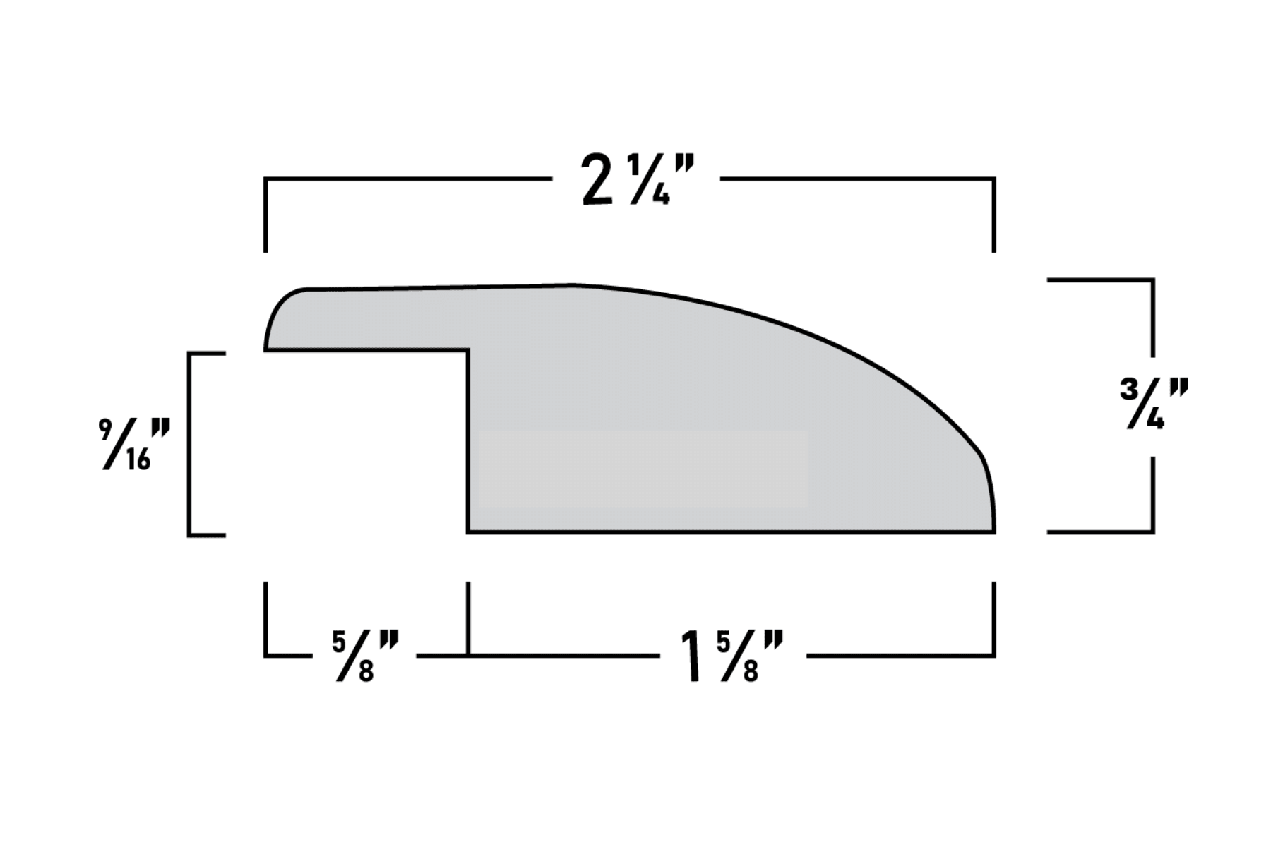 Overlap Reducer Molding - 3/4" in. Thick x 2 1/4" in. Wide x 96" in. Length - Easiklip Floors