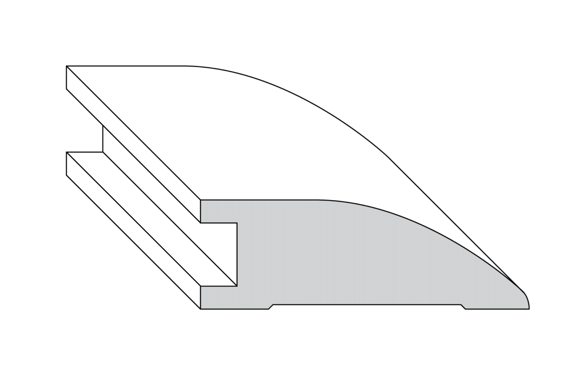 Flush Reducer Molding - 3/4" in. Thick x 2 1/4" in. Wide x 96" in. Length - Easiklip Floors